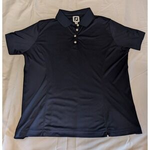 FJ Foot Joy‎ Polo Shirt Women's Large Navy Blue  1/4 Button Up Pullover Golf